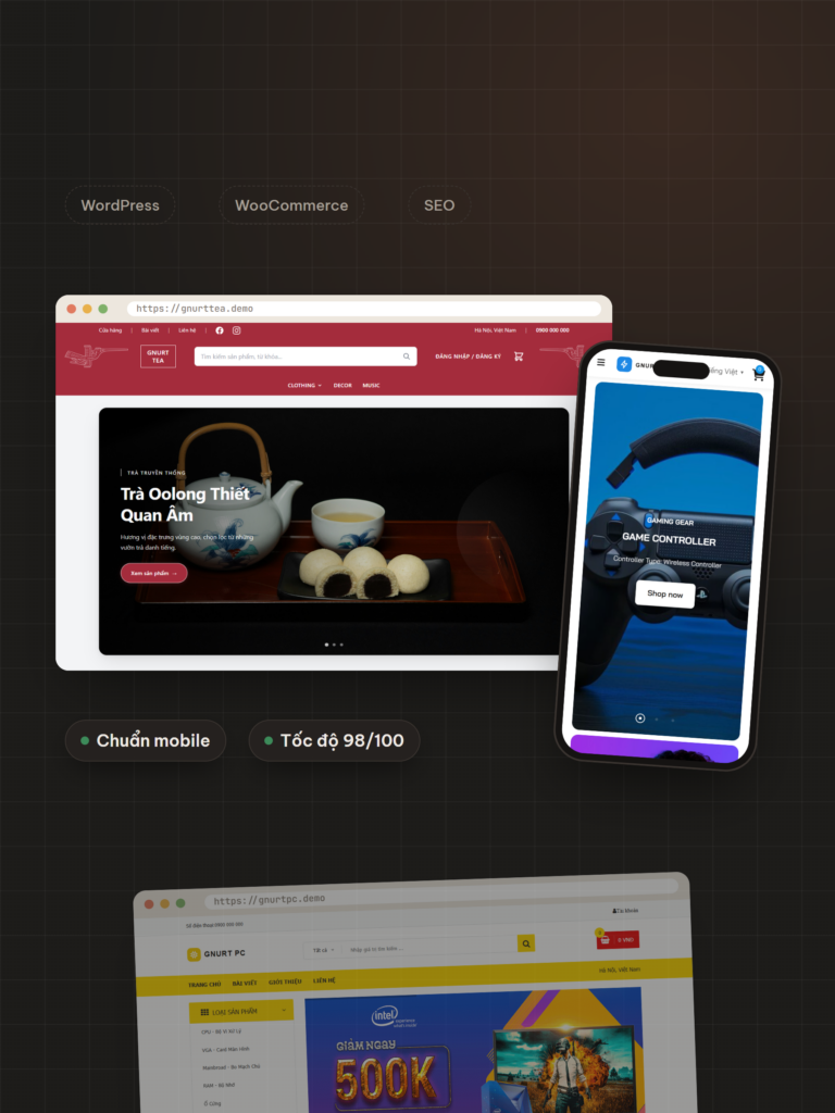 Website doanh nghiệp chuẩn mobile, tốc độ cao: cửa hàng trà trên desktop và điện thoại